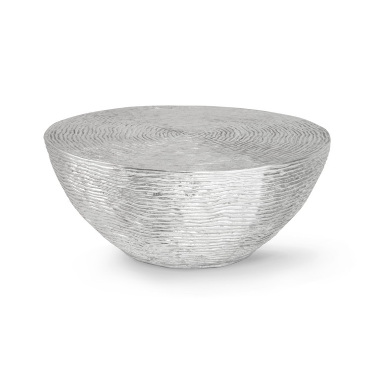 Luminous Silver Leaf 40" Round Wood Coffee Table