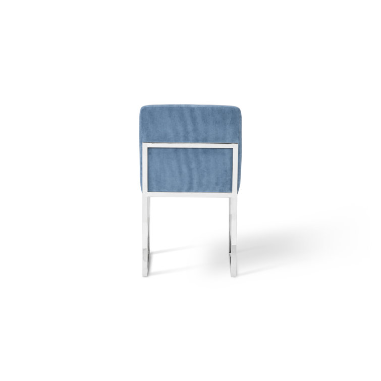 Transitional Corduroy Blue Upholstered Metal Arm Chair 22"