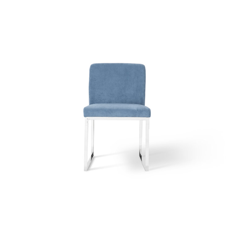 Transitional Corduroy Blue Upholstered Metal Arm Chair 22"