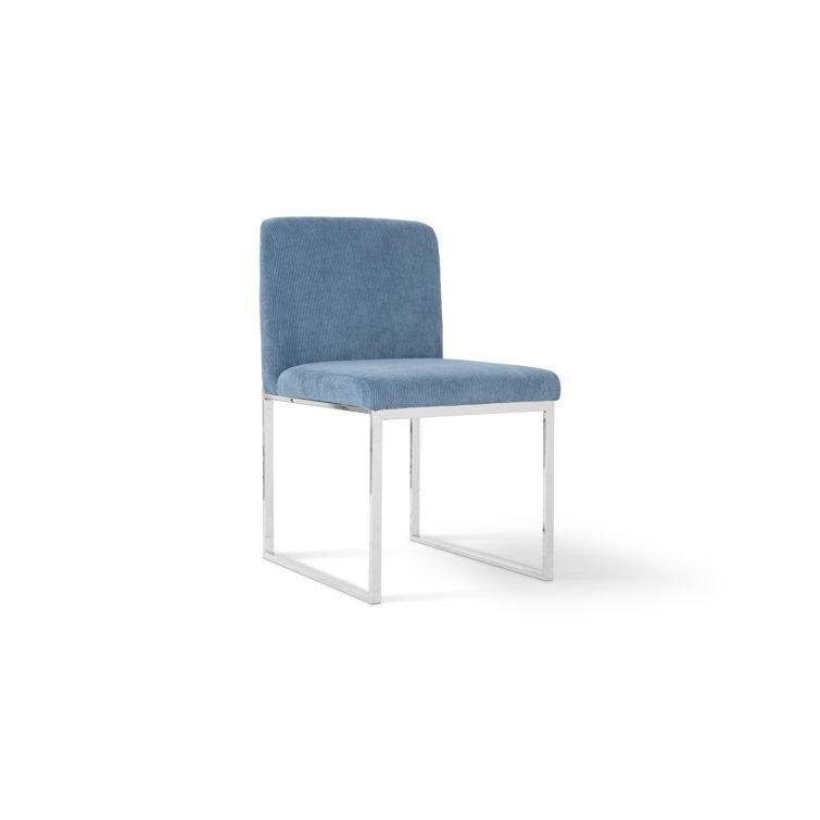 Transitional Corduroy Blue Upholstered Metal Arm Chair 22"