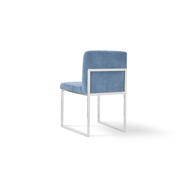 Transitional Corduroy Blue Upholstered Metal Arm Chair 22"