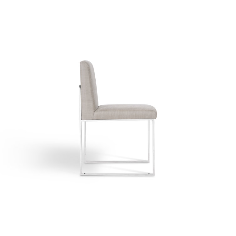 Transitional Vintage Gray Taupe Metal Upholstered Side Chair