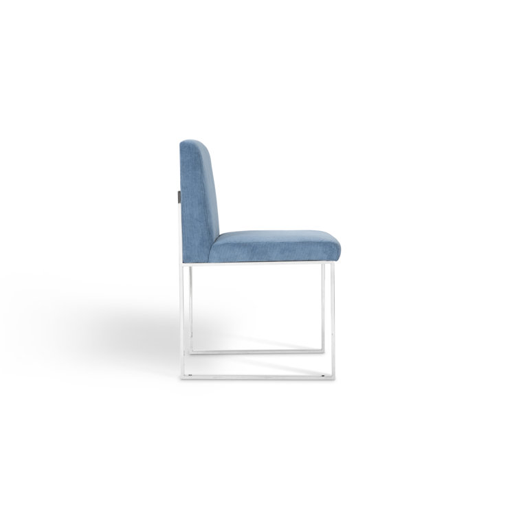 Transitional Corduroy Blue Upholstered Metal Arm Chair 22"
