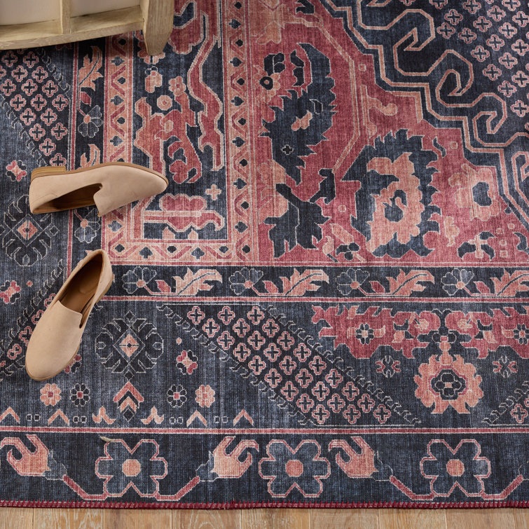 Issa Dark Blue and Pink Medallion Runner Rug 2'6" x 8'