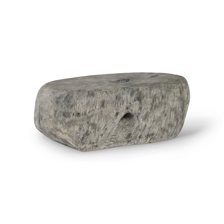 Gray Resin Oval Transitional Coffee Table