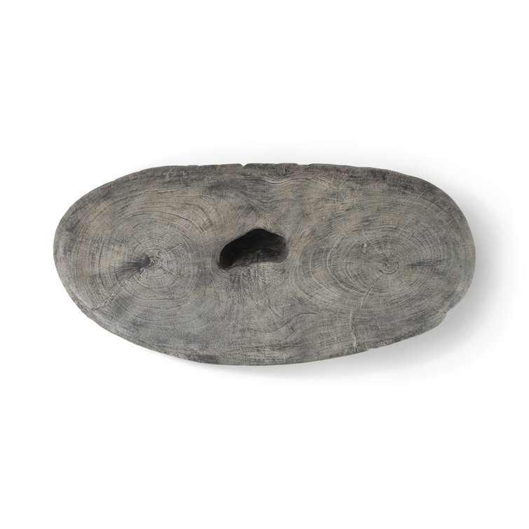 Gray Resin Oval Transitional Coffee Table