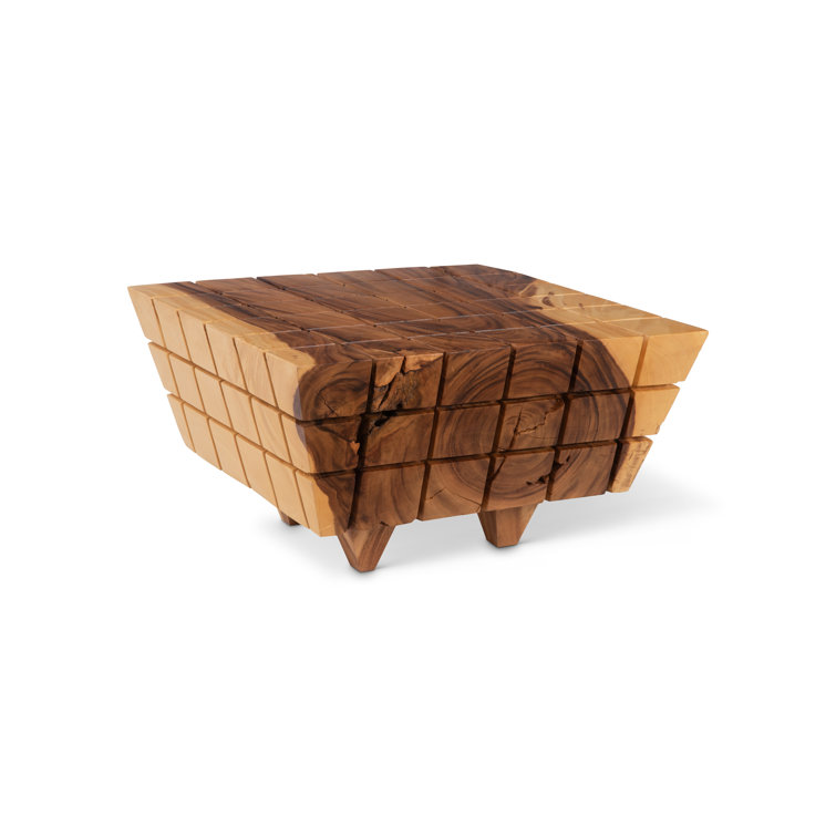 Natural Brown Solid Wood Square Coffee Table