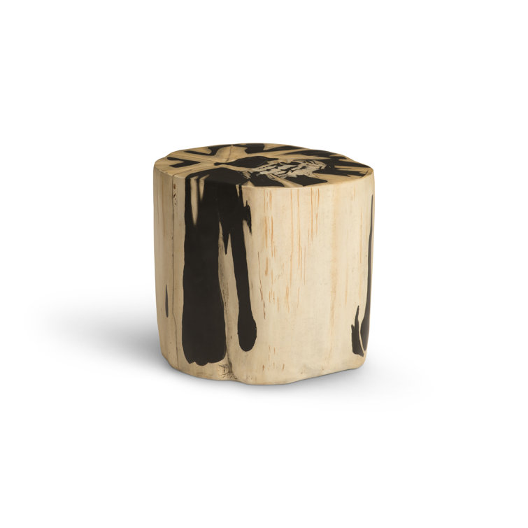 Modern Beige-Brown Petrified Wood-Effect Accent Stool