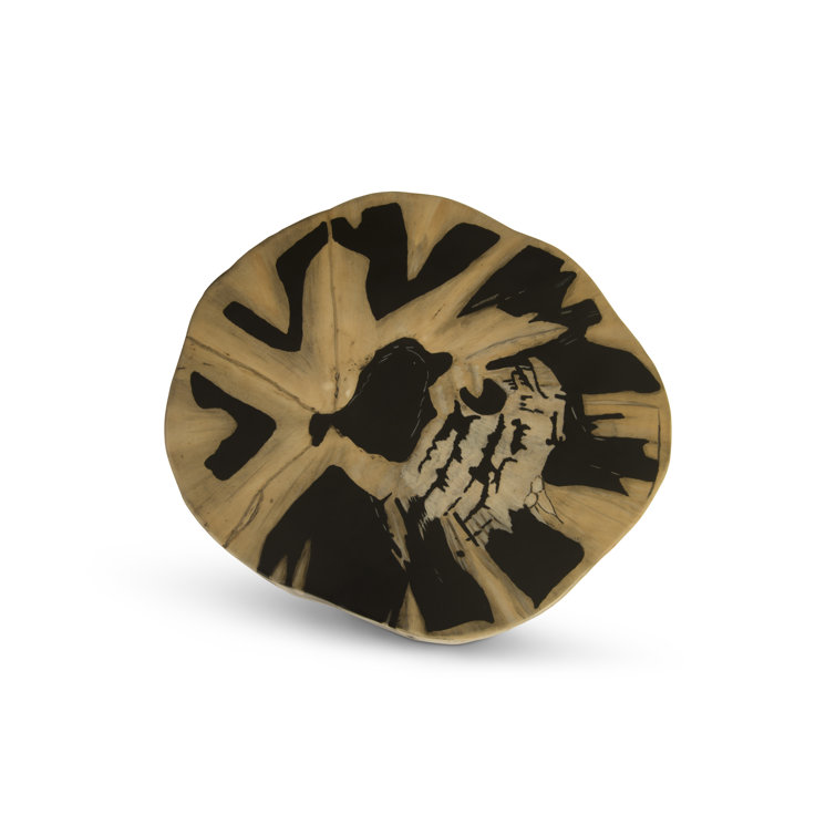 Modern Beige-Brown Petrified Wood-Effect Accent Stool
