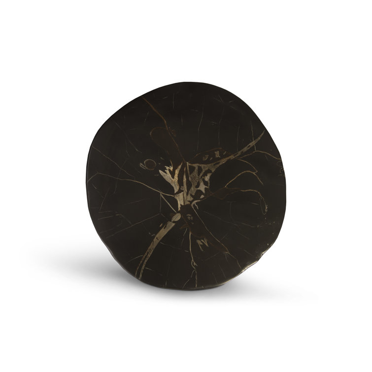 17.5" Black and Gold Composite Round Stool