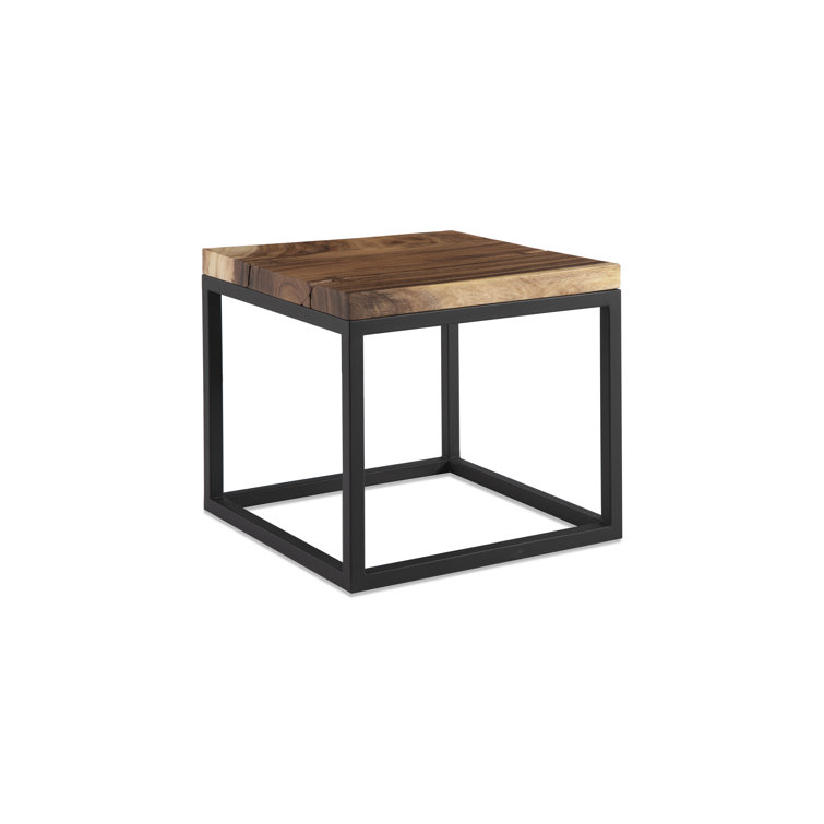 Brown Chamcha Wood and Metal Rectangular Side Table