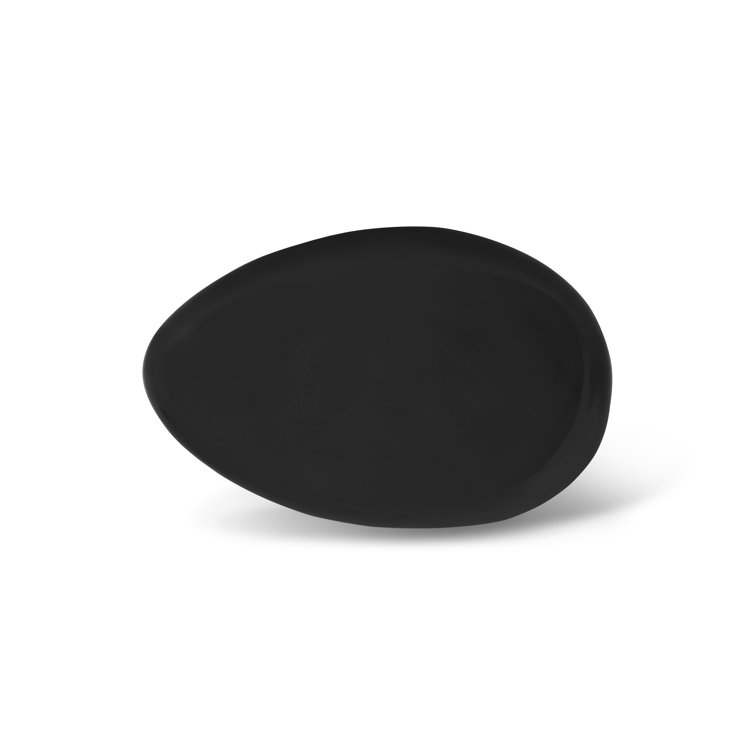 Black Oval Contemporary Wood Coffee Table, 42"