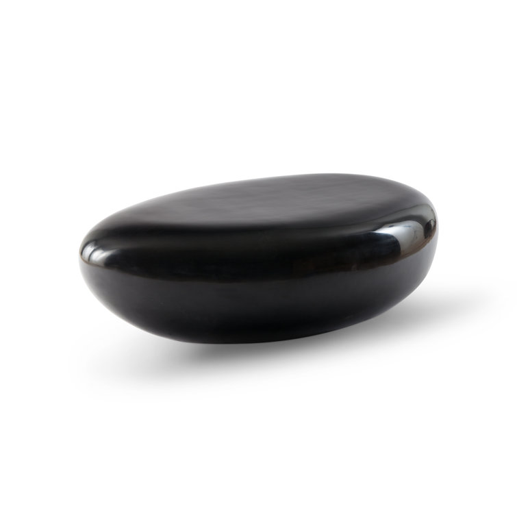 Black Oval Contemporary Wood Coffee Table, 42"