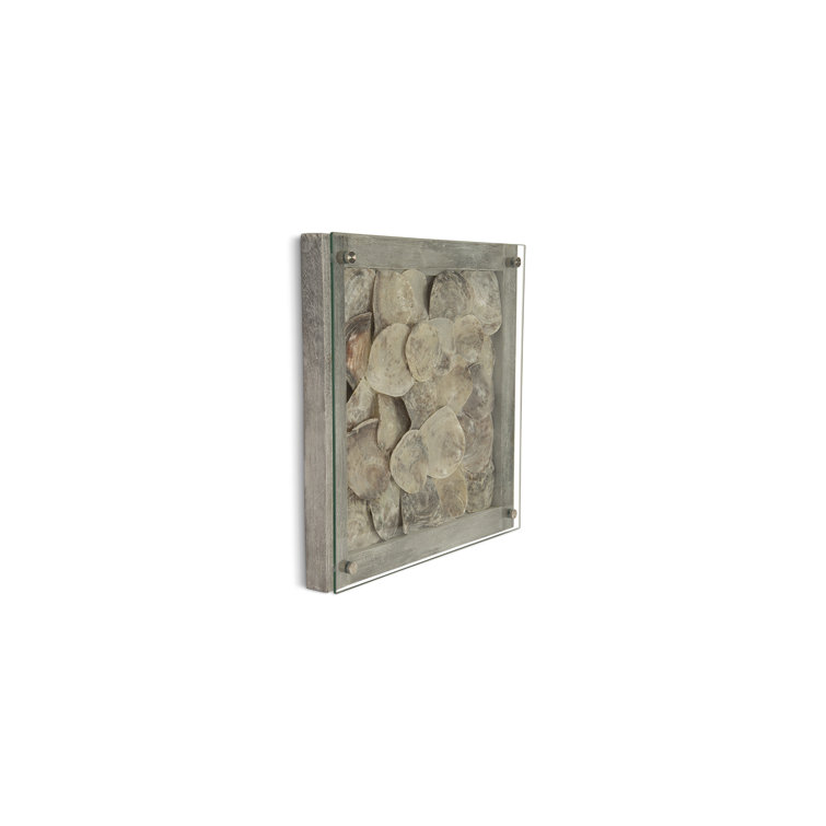 Natural Shells in Gray Wood Square Wall Art