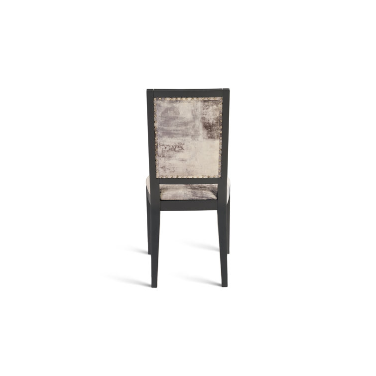 Gray and Black Upholstered Solid Wood Side Chair