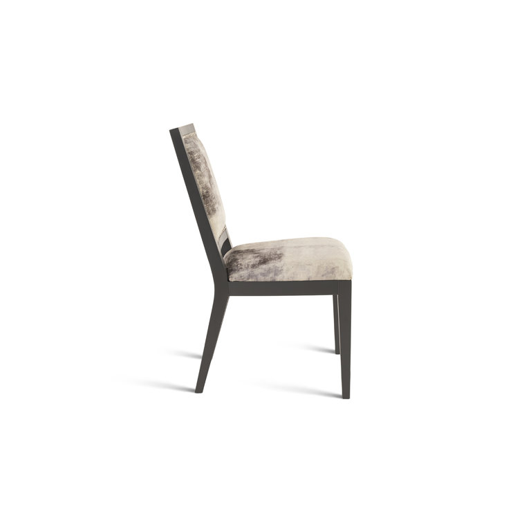Gray and Black Upholstered Solid Wood Side Chair