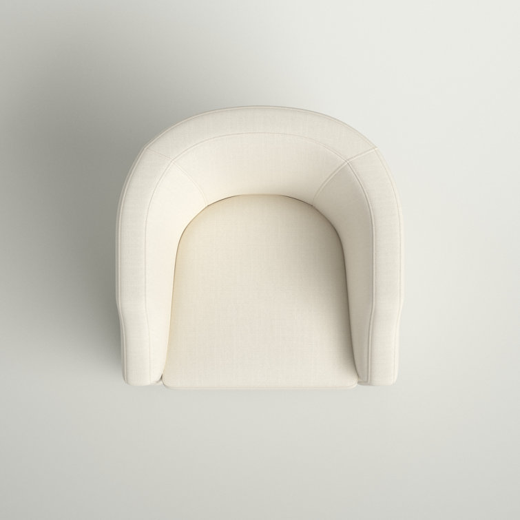 Infinity White Linen Swivel Barrel Chair with Clip Arm Design