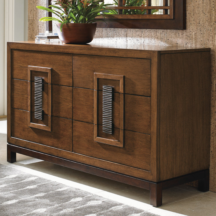 Brown Transitional 6-Drawer Dresser with Walnut Finish