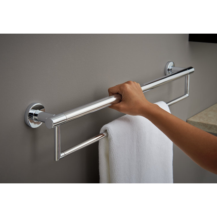 Polished Chrome 26" Wall Mounted Dual Towel Bar with Assist