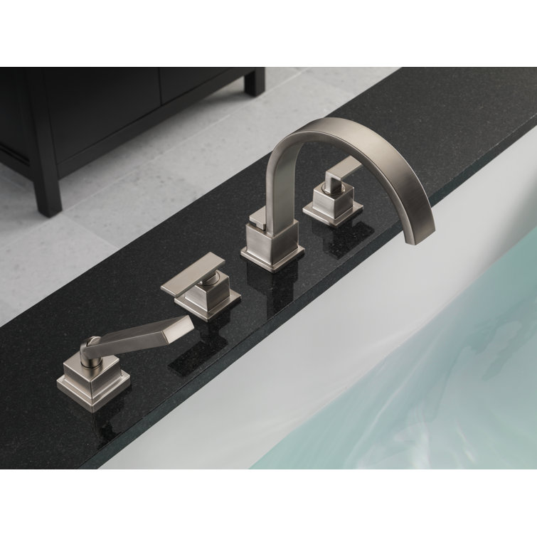 Stainless Steel Widespread Deck Mounted Roman Tub Faucet with Handshower
