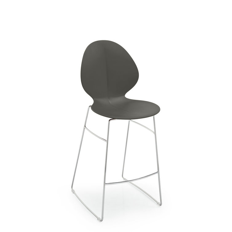 Matte Gray Metal Counter Stool with Ergonomic Design