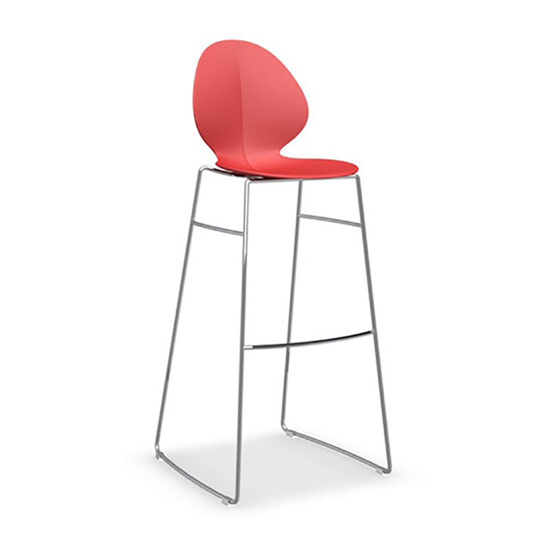 Matte Gray Ergonomic Bar Stool with Metal Base