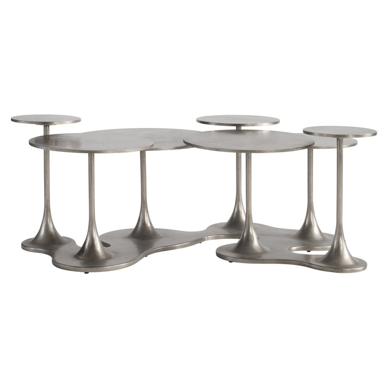 Graphite Aluminum Round Outdoor Coffee Table with Silver Finish