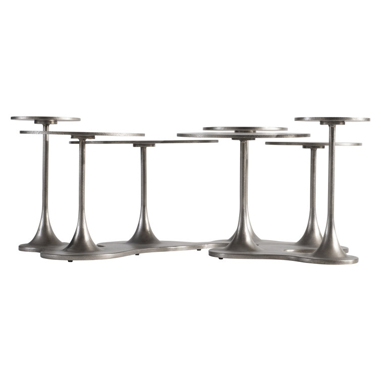 Graphite Aluminum Round Outdoor Coffee Table with Silver Finish