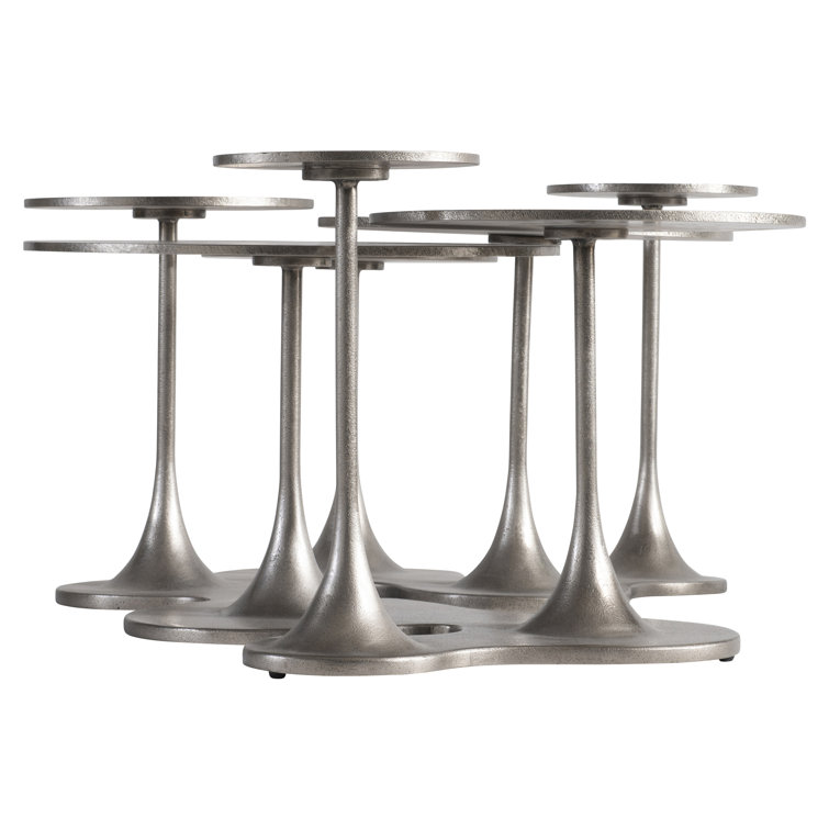 Graphite Aluminum Round Outdoor Coffee Table with Silver Finish