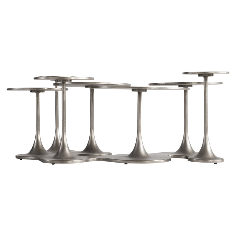 Graphite Aluminum Round Outdoor Coffee Table with Silver Finish
