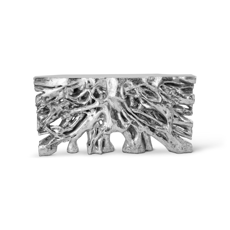 Silver Leaf Cast Wood 60" Rectangular Console Table