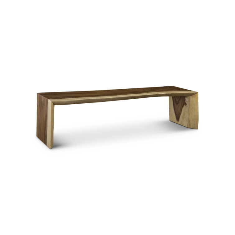 66" Brown Chamcha Wood Waterfall Bench