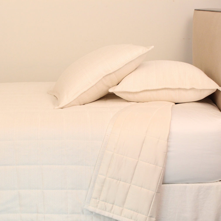 Elegant White Queen Polyester Coverlet Set with Square Quilting