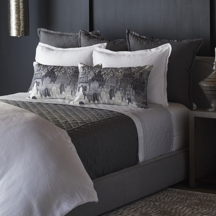 King Gray Quilted Polyester Coverlet Set