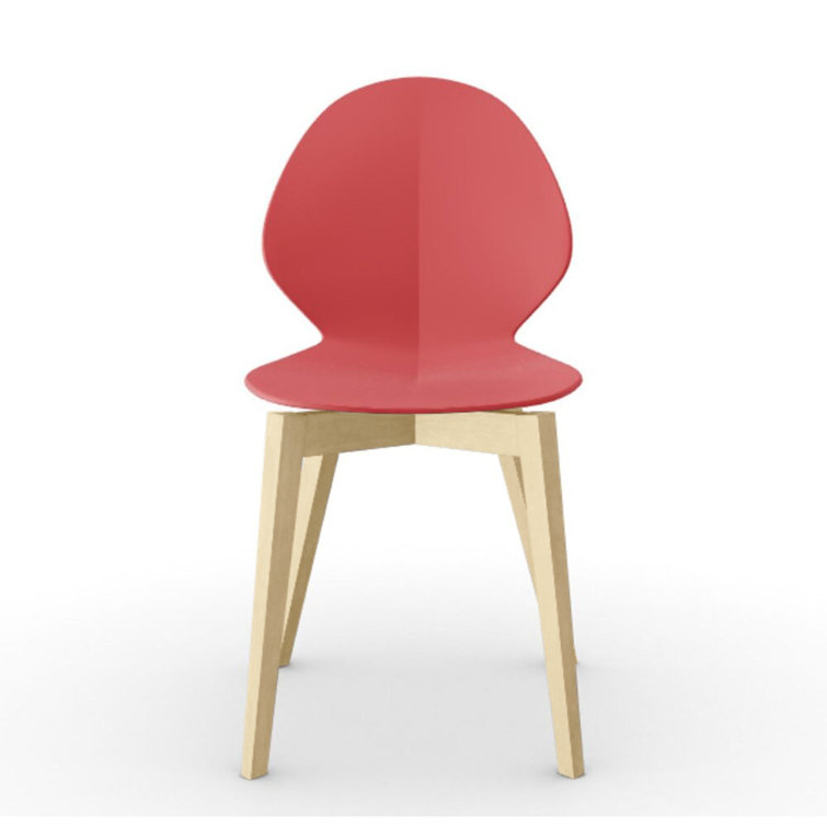 Matte Taupe Molded Plastic Dining Chair with Bleached Beech Legs