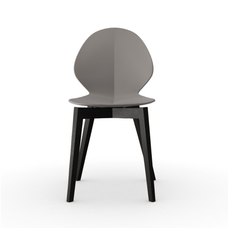 Matte Taupe Molded Plastic Dining Chair with Bleached Beech Legs
