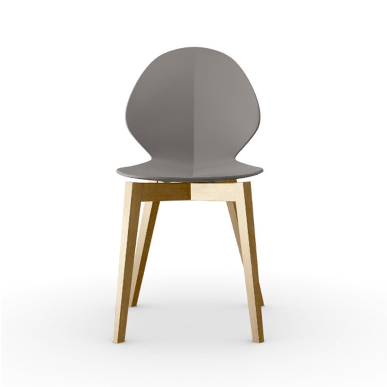 Matte Taupe Molded Plastic Dining Chair with Bleached Beech Legs