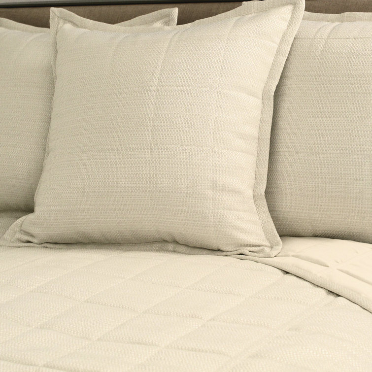 Elegant White Queen Polyester Coverlet Set with Square Quilting