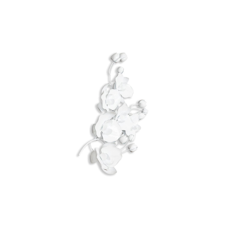 White Metal Orchid Wall Art Decor, 34-Inch