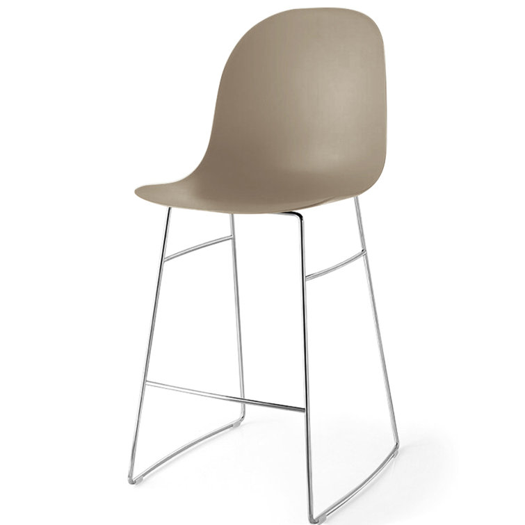 Optic White Chromed Metal & Acrylic Counter Stool