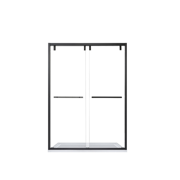 Matte Black 48" W x 76" H Double Sliding Glass Shower Door