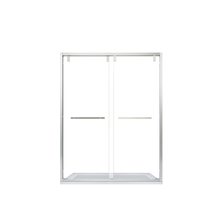 60" W x 76" H Brushed Nickel Double Sliding Glass Shower Door