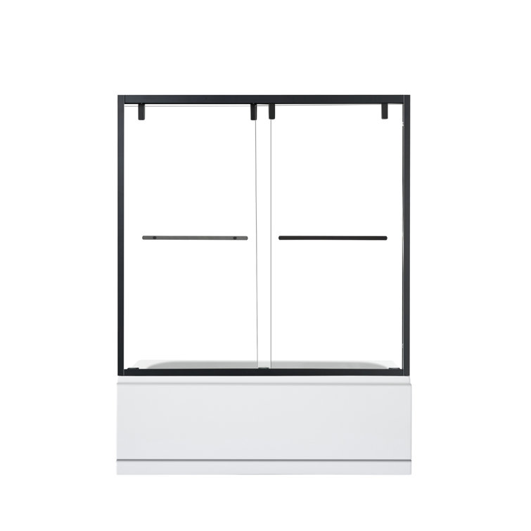 60" Matte Black Double Sliding Framed Glass Tub Door