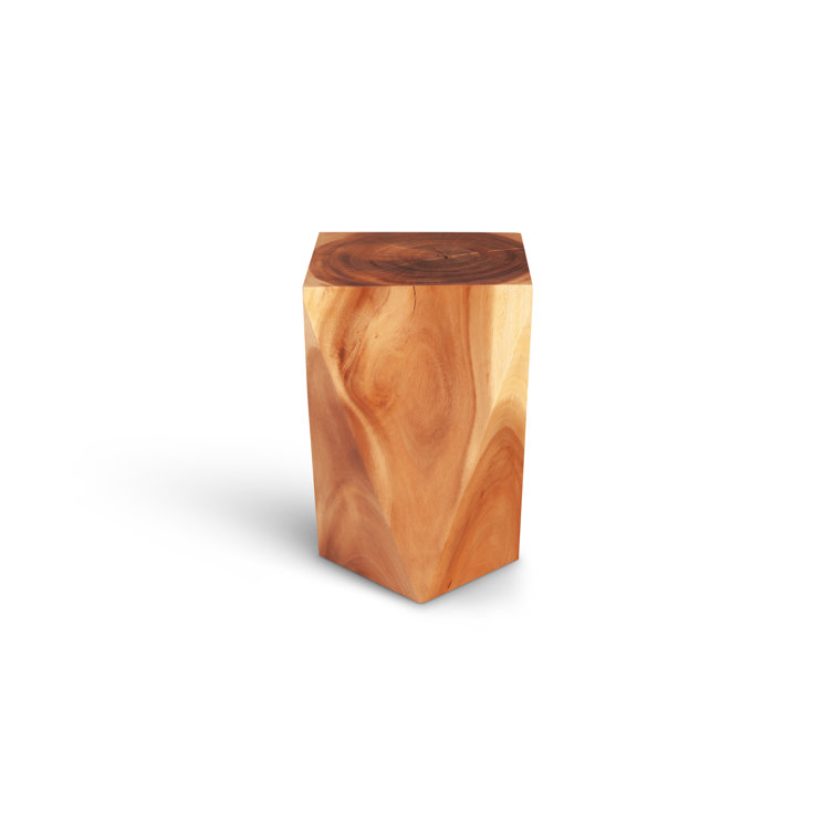 Natural Chamcha Wood Twist Accent Stool