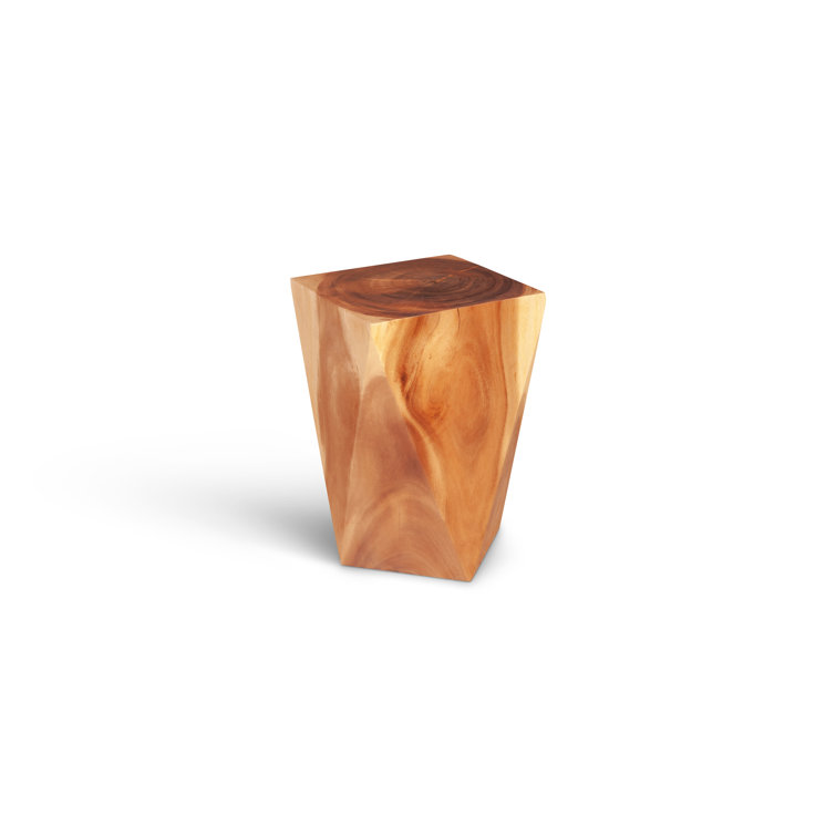 Natural Chamcha Wood Twist Accent Stool