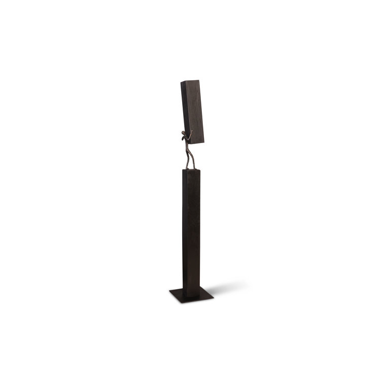 Transitional Black Solid Wood Atlas Sculpture 72" Tall