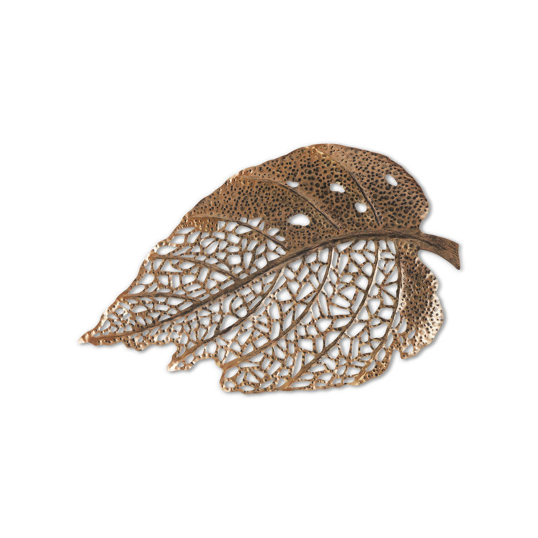 Copper Patina Hand-Cut Metal Birch Leaf Wall Sculpture