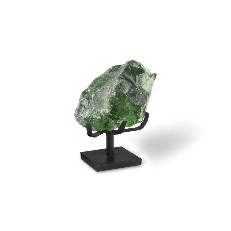 Transitional Green and Black Refractory Glass Sculpture