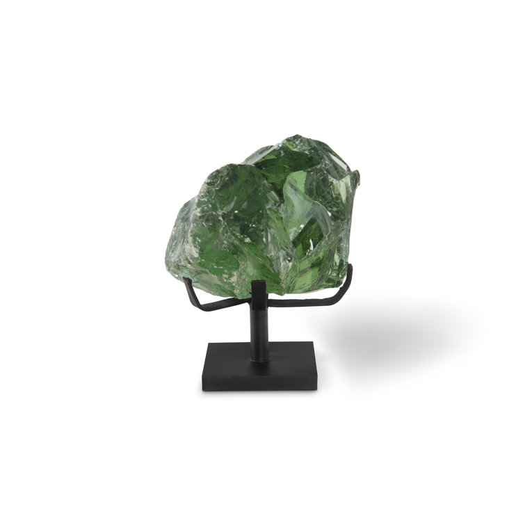 Transitional Green and Black Refractory Glass Sculpture