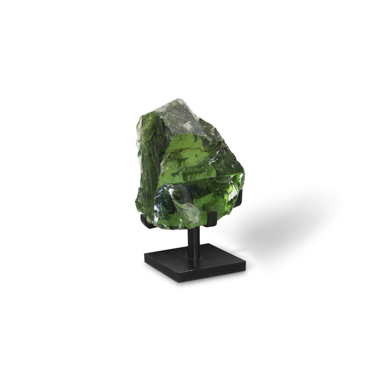 Transitional Green and Black Refractory Glass Sculpture